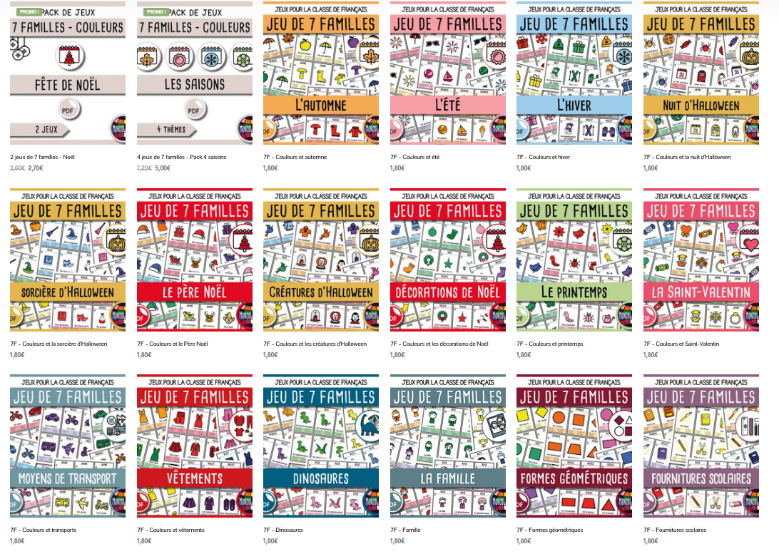 Super pack - 7 Familles de couleurs - Mondolinguo - Français